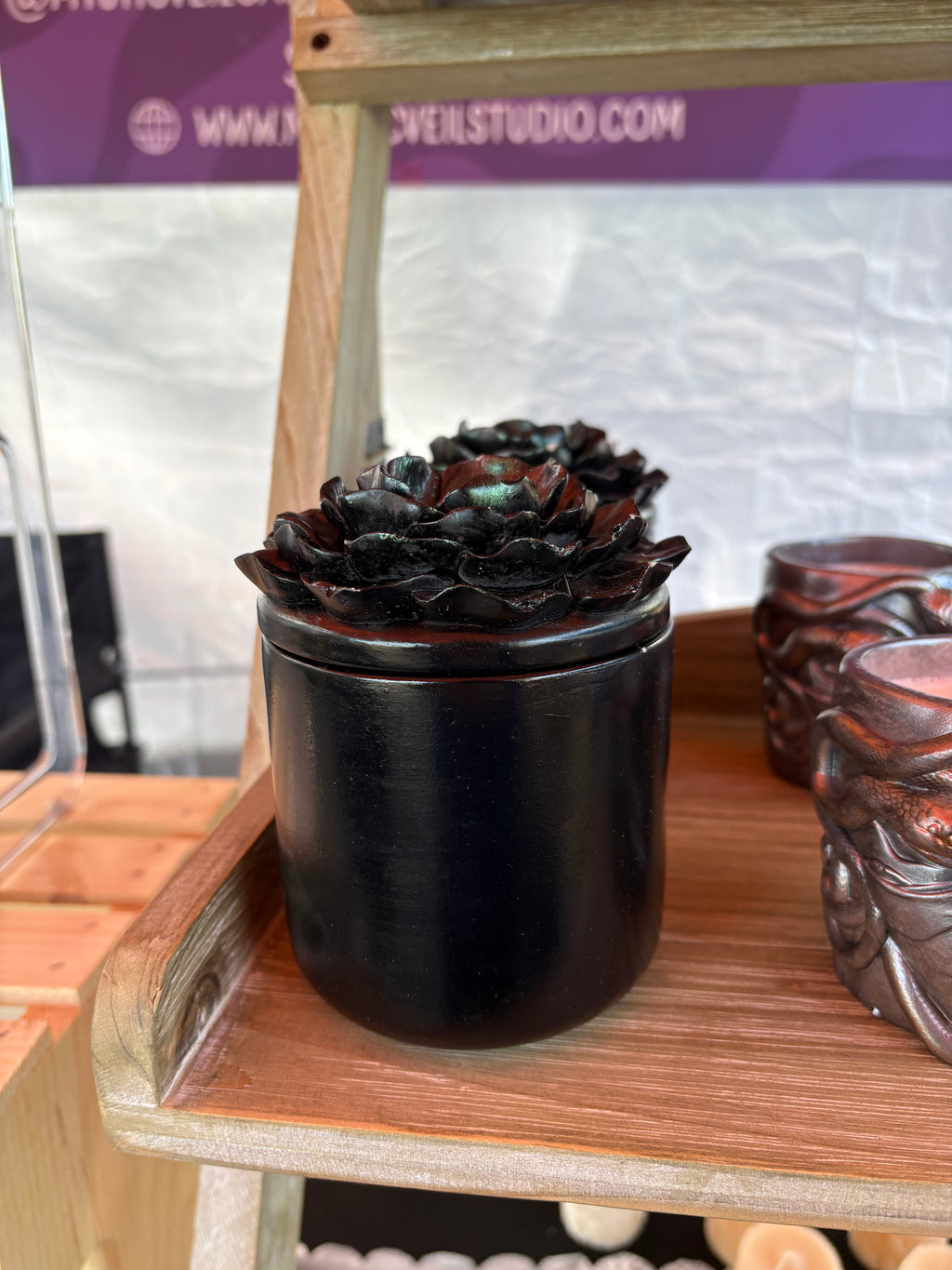 Gothic Peony | “Siren’s Lure” Scented Soy Candle | Reusable Concrete Jar | Eco-Friendly | Refillable