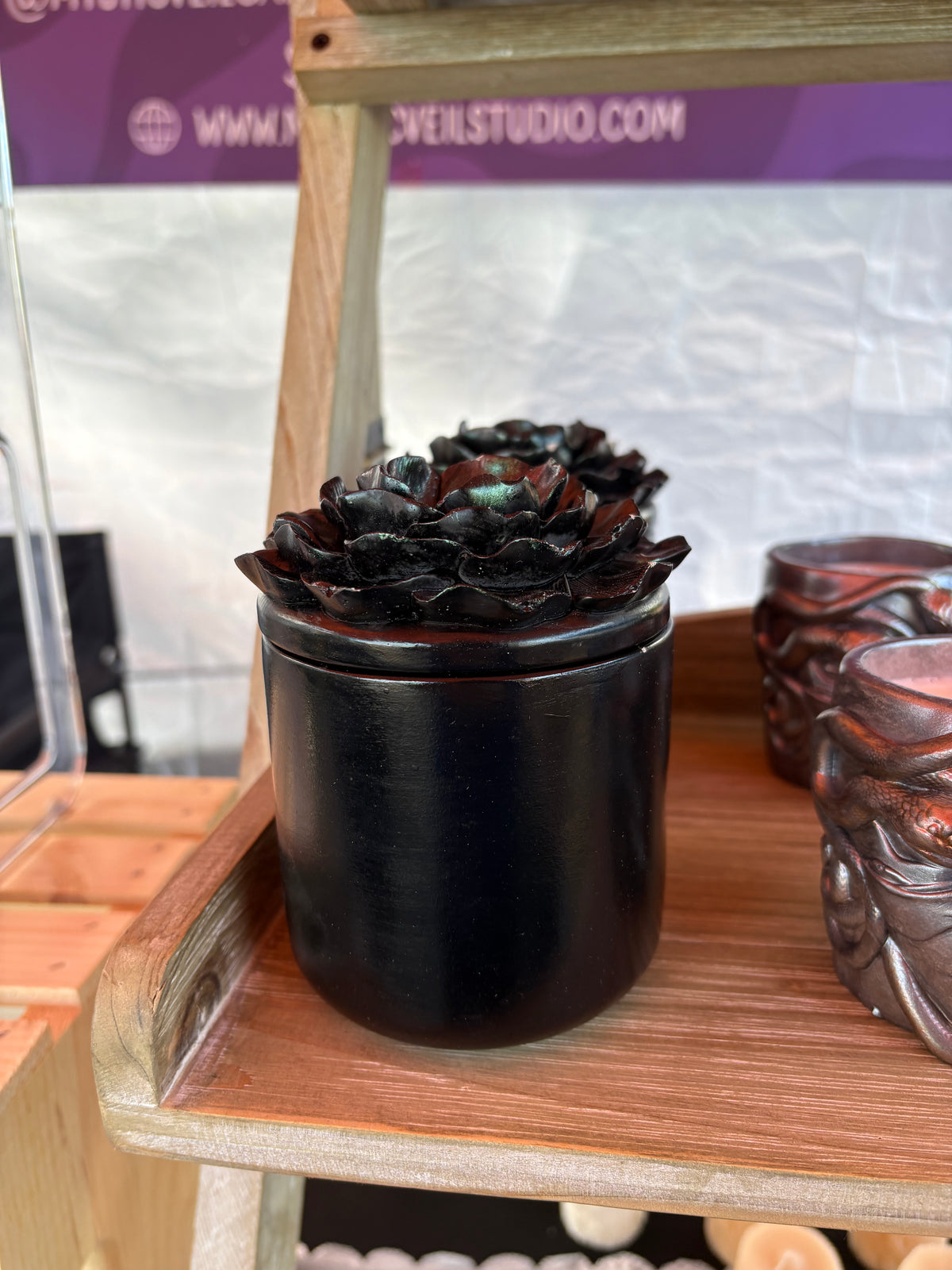 Gothic Peony | “Siren’s Lure” Scented Soy Candle | Reusable Concrete Jar | Eco-Friendly | Refillable