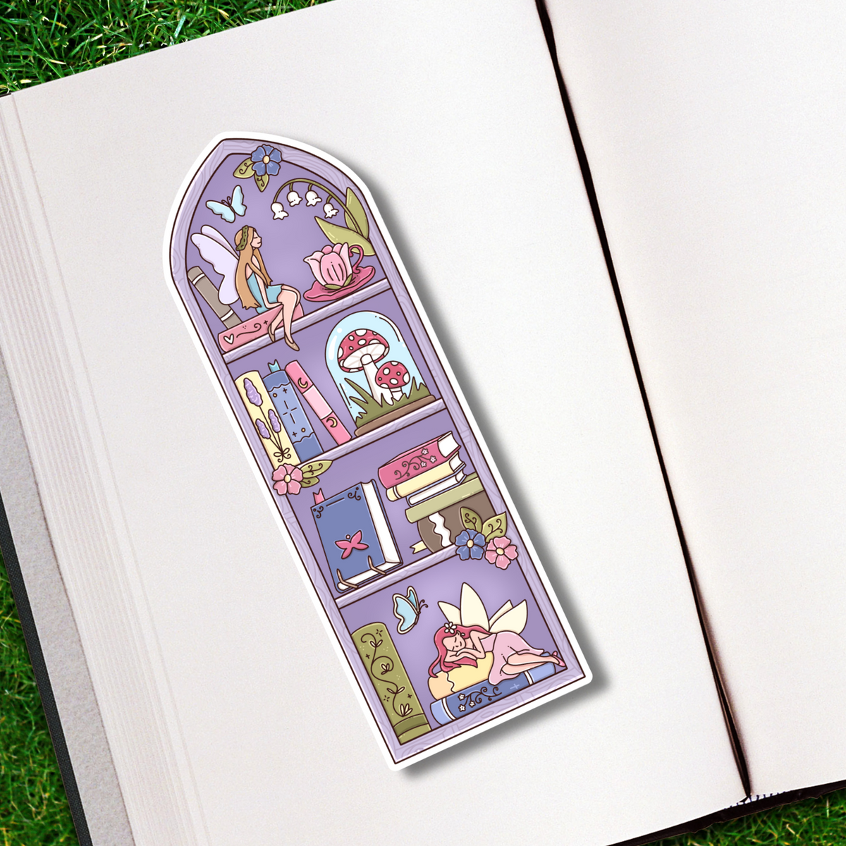 Purple Fairy Tale Bookshelf Bookmark | Magical Bookish Gift | Matte Double-Sided Bookmark | Book Lover