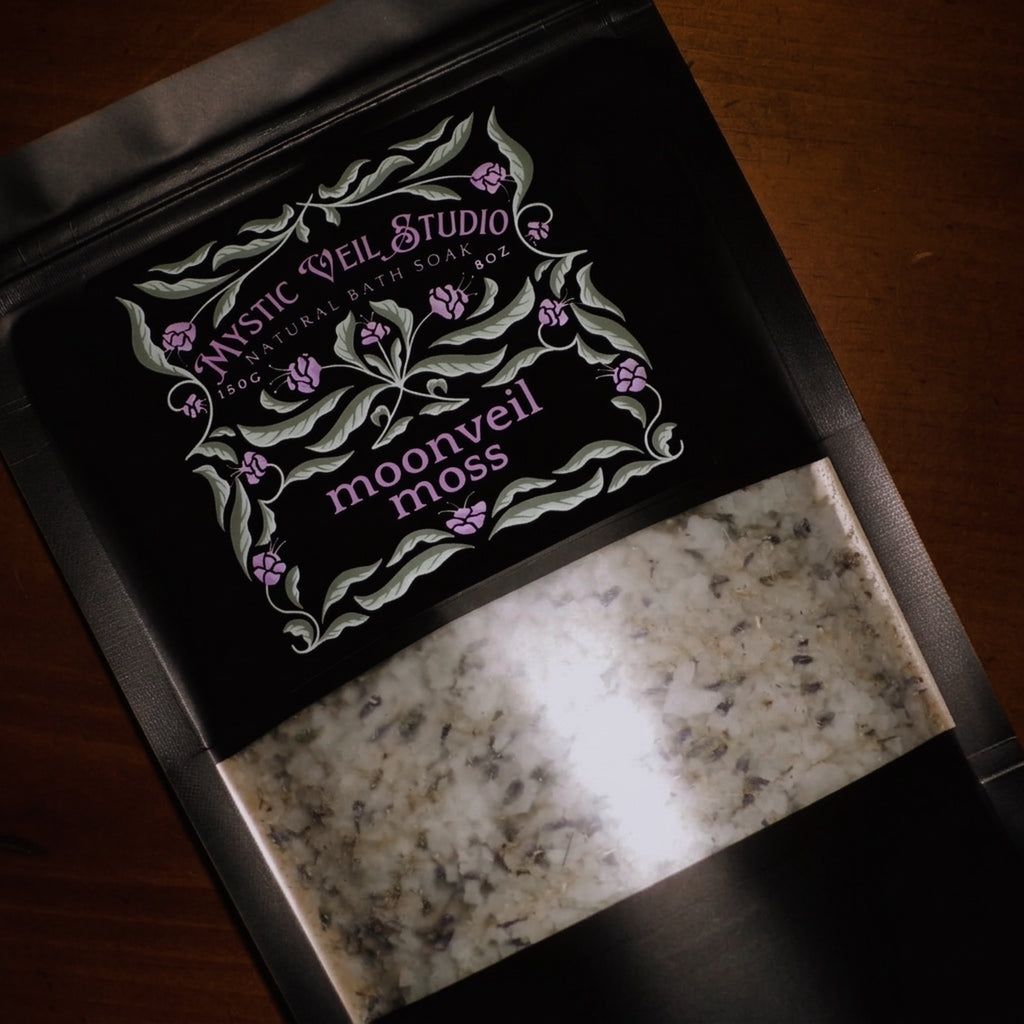 Moonveil Moss | 16 OZ Magnesium Bath Soak | Lavender Chamomile Calendula | Calming | Restoring | Relaxing