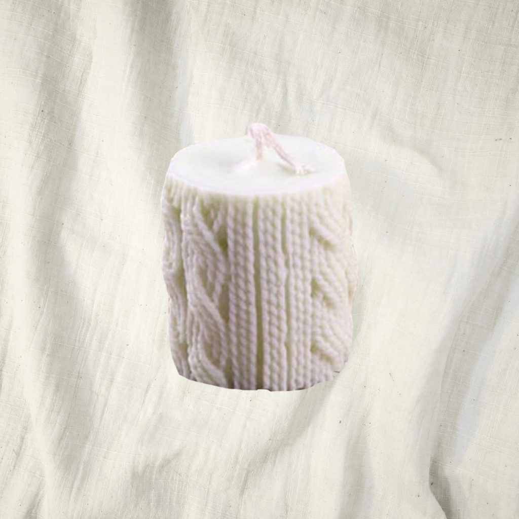 Aran Sweater Pillar Candle | Soy or Beeswax