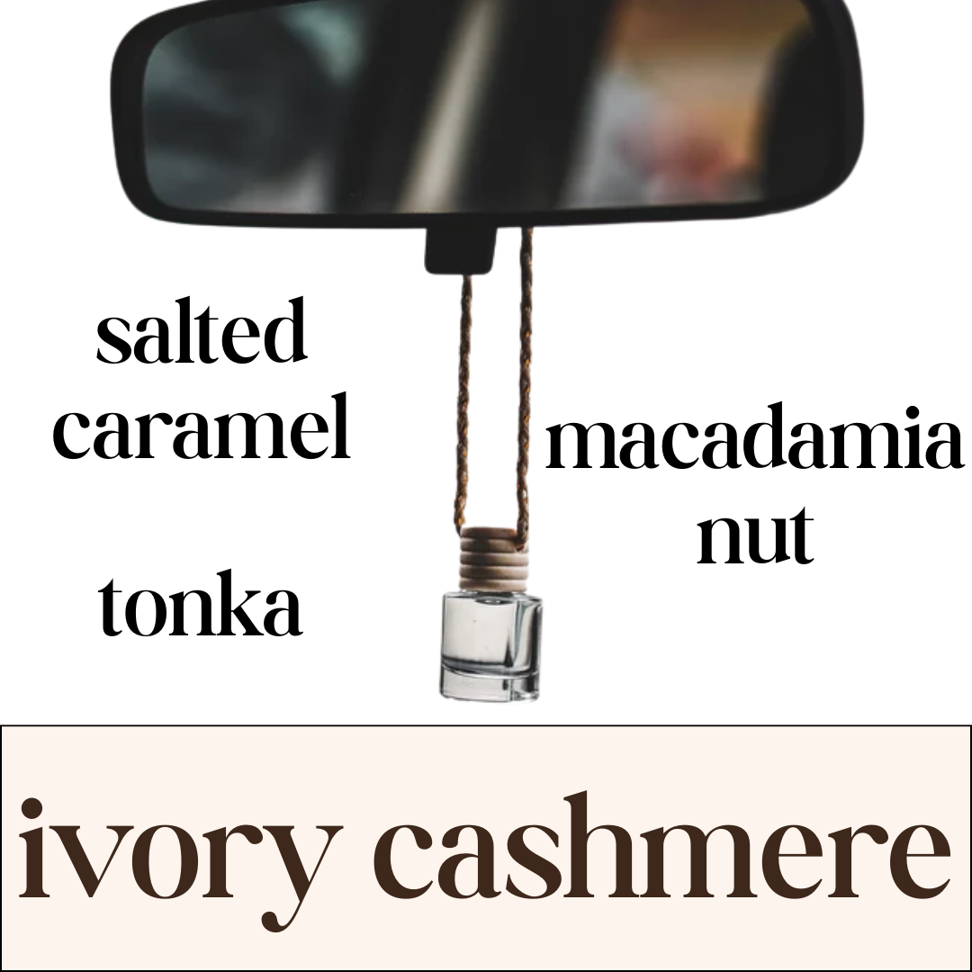 ivory cashmere car diffuser | salted caramel + macadamia nut