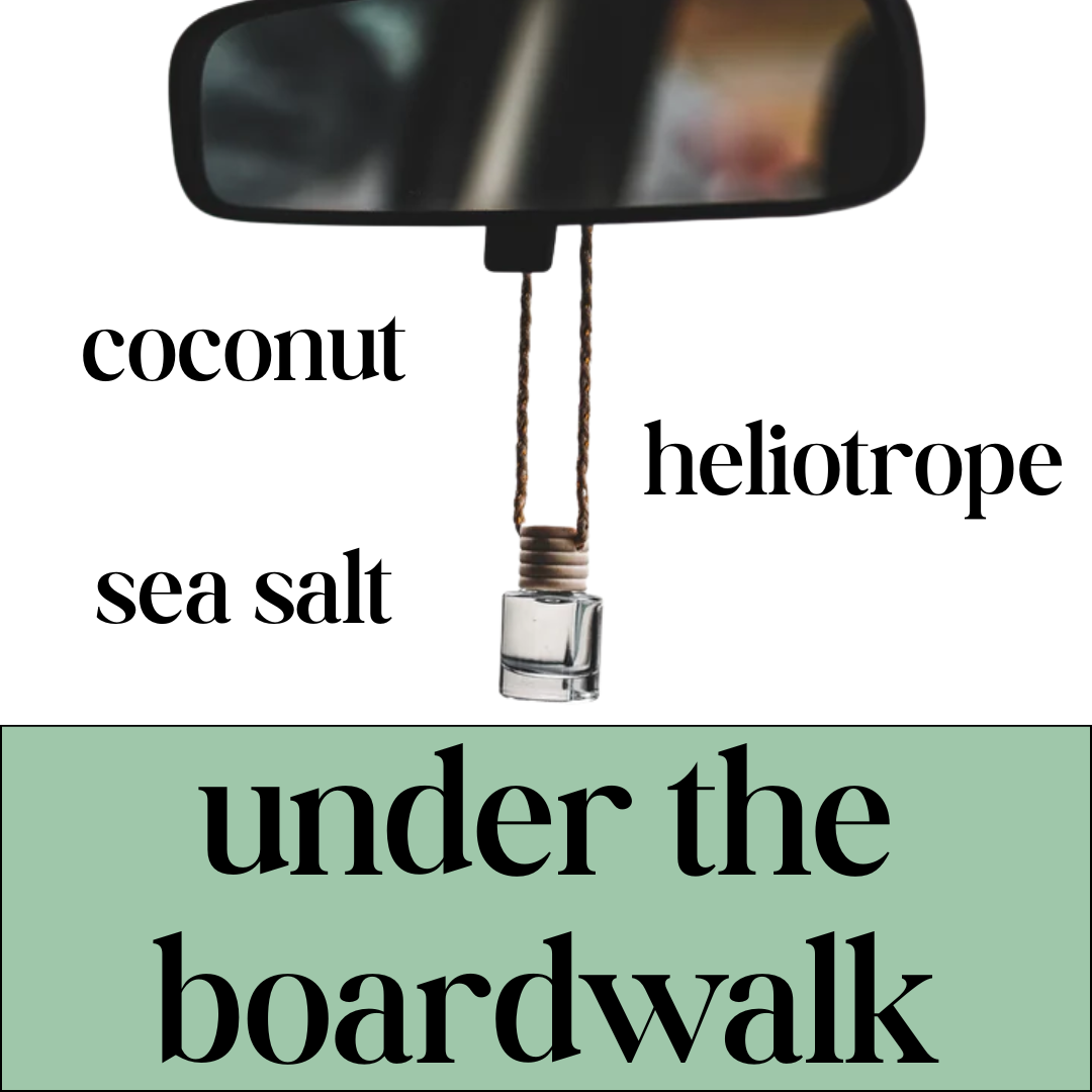 under the boardwalk car diffuser | coconut + heliotrope